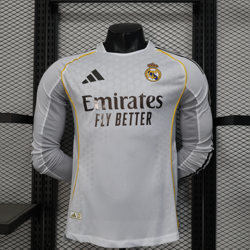 CAMISETA MANGA LARGA, REAL MADRID , LOCAL 25/26 , FAN VERSION , CHAMPIONS LEAGUE VERSION , TALLA L , BELLINGHAM 5