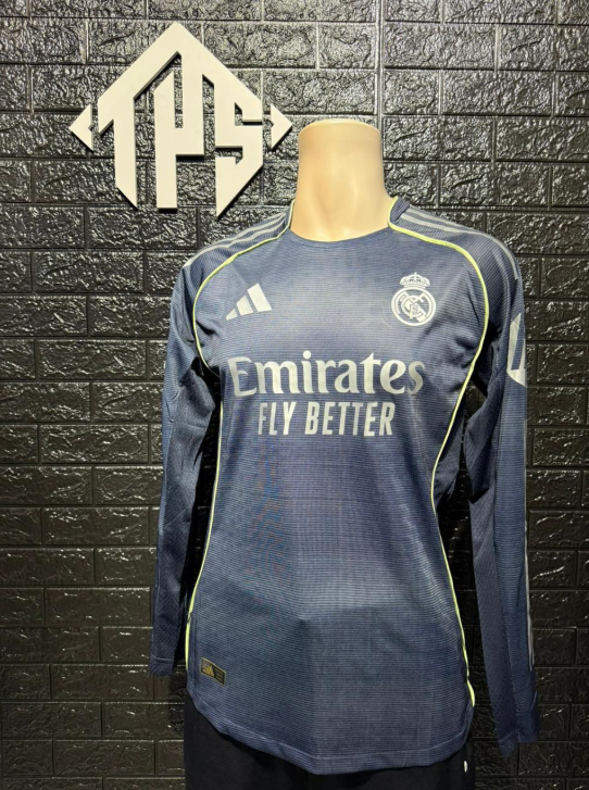 CAMISETA MANGA LARGA, REAL MADRID , VISITA 25/26 , PLAYER VERSION , CHAMPIONS LEAGUE VERSION , TALLA L , MBAPPE 10