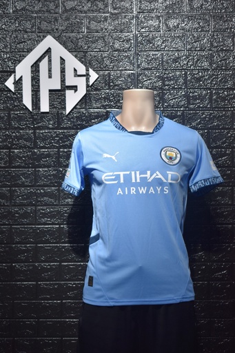 CAMISETA MANCHESTER CITY , LOCAL 24/25 , FAN VERSION , CHAMPIONS LEAGUE VERSION , TALLA M , HAALAND 9