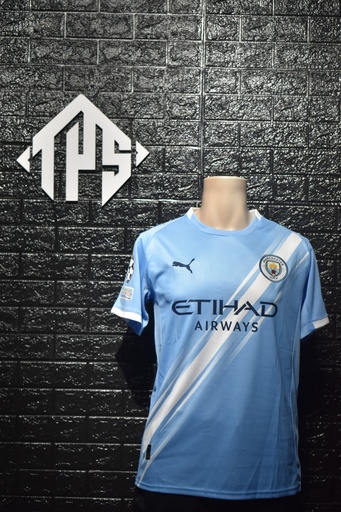 CAMISETA MANCHESTER CITY , LOCAL 25/26 , FAN VERSION , CHAMPIONS LEAGUE VERSION , TALLA L , HAALAND 9